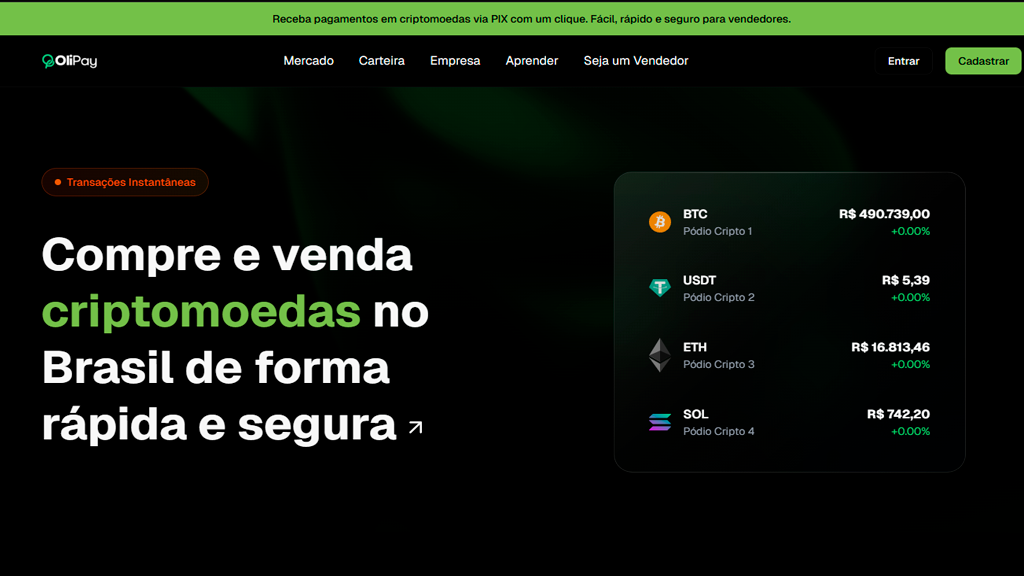 OliPay — Site P2P Latam  Compra e venda de criptomoedas
